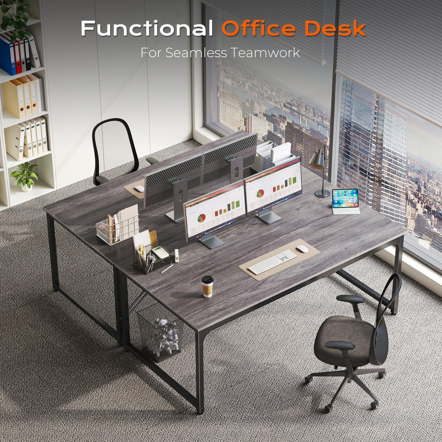 PRAISUN 63 X 29.5 Inch Computer Desk with Deeper Desktop, Gaming Office Writing Work Desk for Home Office, Study, Bedroom, Work from Home, Metal Frame, Grey