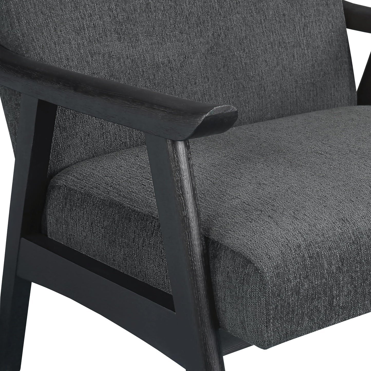 OSP Home Furnishings Weldon Mid-Century Modern Armchair, Charcoal Fabric with Black Finished Frame