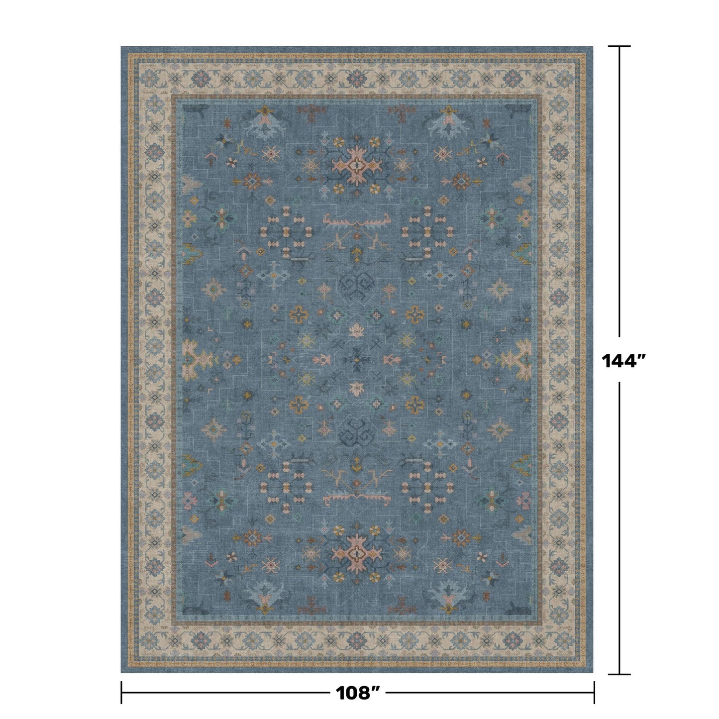 Hazo Haus Boho 9x12 Soft Rugs for Living Room - Dark Blue Rugs for Bedroom Aesthetic, Dining Room Under Kitchen Table, Washable Soft Non Slip Large Area Eclectic Unique Décor