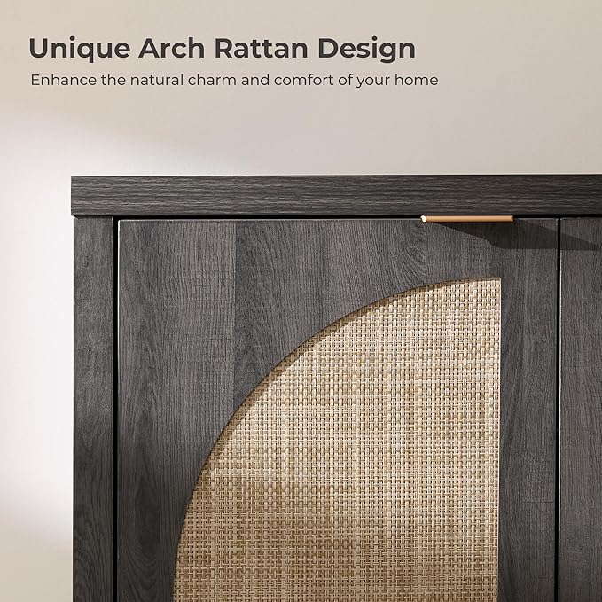 SICOTAS Rattan Sideboard Buffet Cabinet