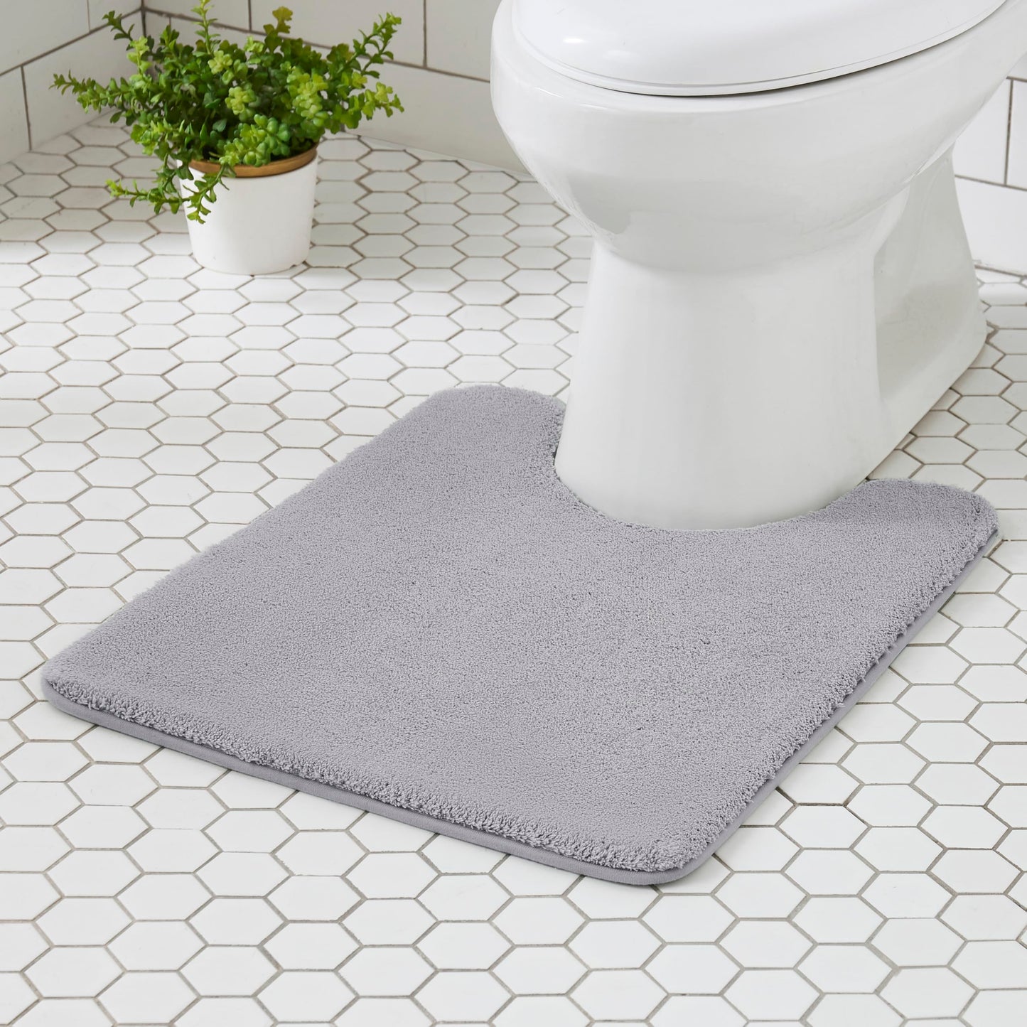 MINIDEAR Toilet Rugs 24x20 - U Shaped Dark Gray Thick Memory Foam Contour Rugs,Ultra Soft & Plush Fluffy, Non-Slip, Quick Dry, Absorbent Washable Floor Microfiber Mat for Home Decor Accessories