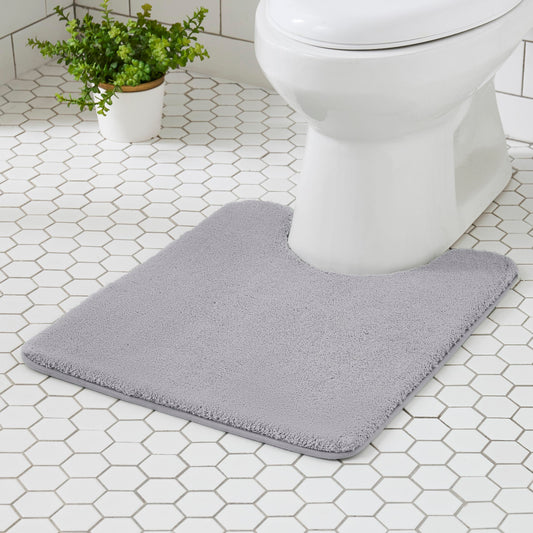 MINIDEAR Toilet Rugs 24x20 - U Shaped Dark Gray Thick Memory Foam Contour Rugs,Ultra Soft & Plush Fluffy, Non-Slip, Quick Dry, Absorbent Washable Floor Microfiber Mat for Home Decor Accessories