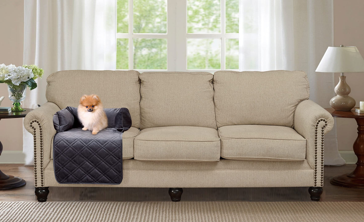 Brilliant Sunshine Premium Calming Dog Bed Mat, Silky Velvet, Removable Washable Cover, Cushion Protector and Couch Covers for Dogs, Pets, Cats, Small, Grey