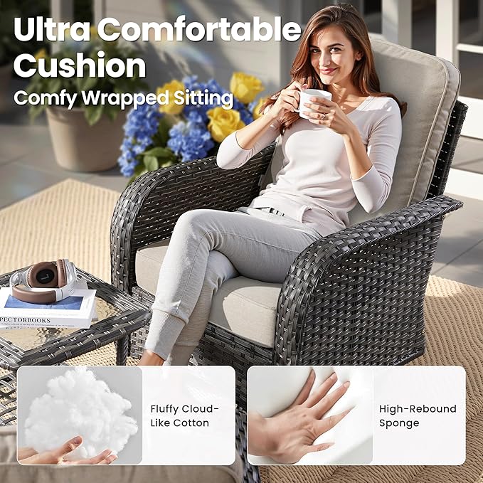 ovios 5-Piece Patio Furniture Set, Outdoor Wicker Sofa
