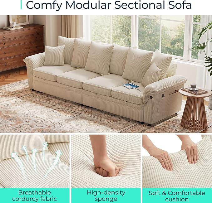 LINSY HOME Oversized Sectional Sleeper Sofa
