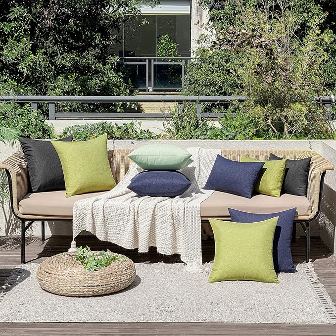 MIULEE Pack of 2 Decorative Outdoor Solid Waterproof Throw Pillow Covers Euro