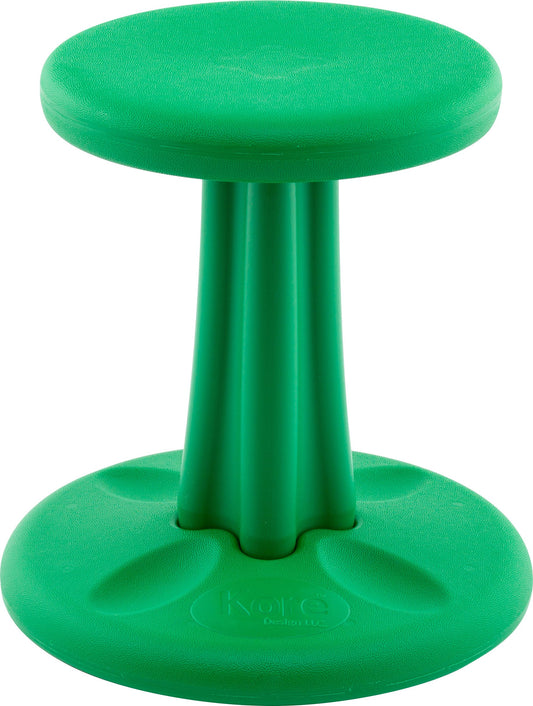 KORE Design Wobble Stool Chair, Girls + Boys Kid Desk Stools, Ergonomic Small Office Chairs, Flexible Seating for Active Child, ADD/ADHD, Classroom, School, Home, Kids (14in), Age 6-7 yrs, Green
