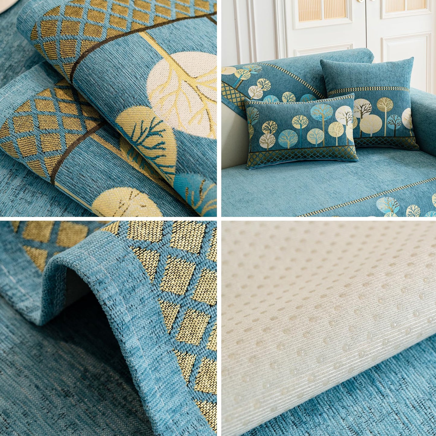 tianxinbaobei Boho Couch Cover, Non Slip Washable Sofa Covers, Chenille Couch Covers Quilted, Bohemian Sofa Slipcovers, Furniture Protector for Armrest and Backrest(Green,28"x28",1pc)