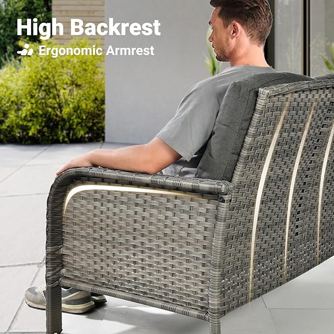 ovios 2-Piece Patio Furniture Set, Outdoor Wicker Sofa