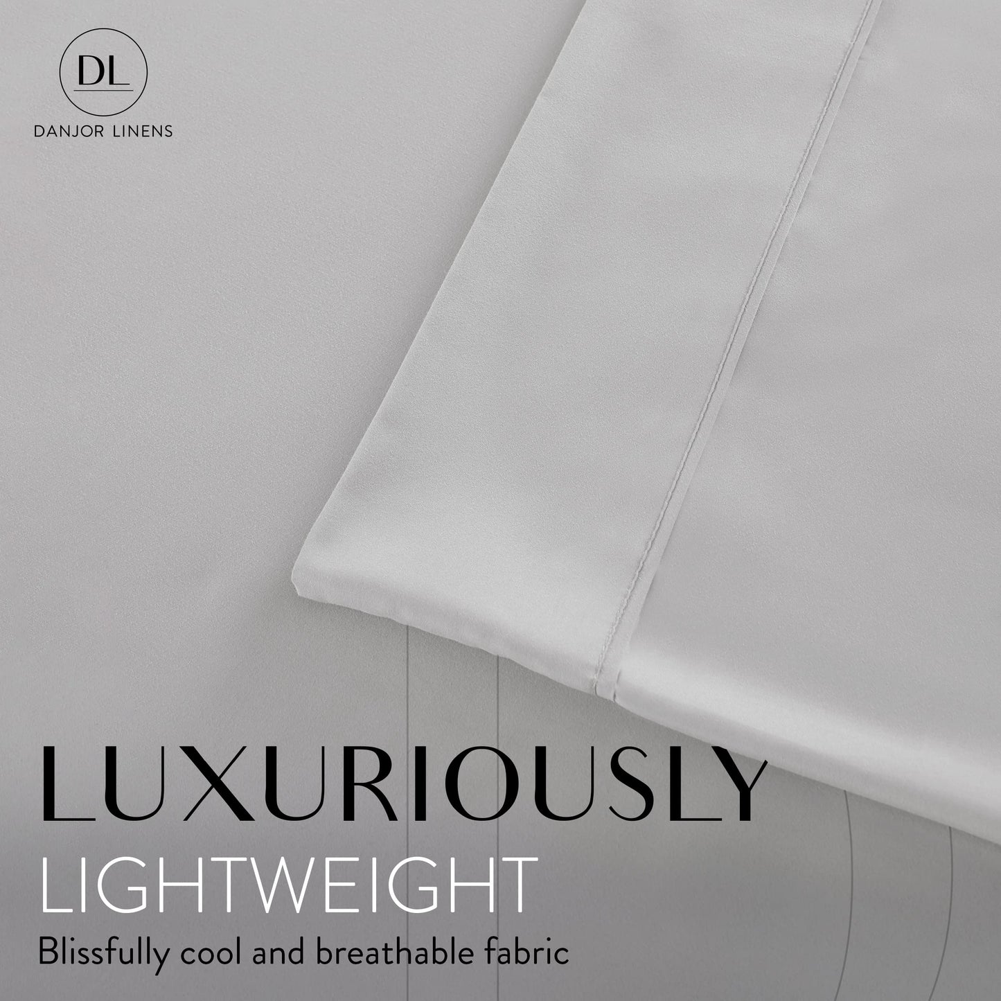 Danjor Linens Bed Sheet Set Queen Size for Hot Sleepers, Hotel Premium Sheets with 4 Pillowcases, Lightweight Brushed Microfiber Deep Pockets, Breathable Cooling 6 Piece Bedding Sets, Light Gray