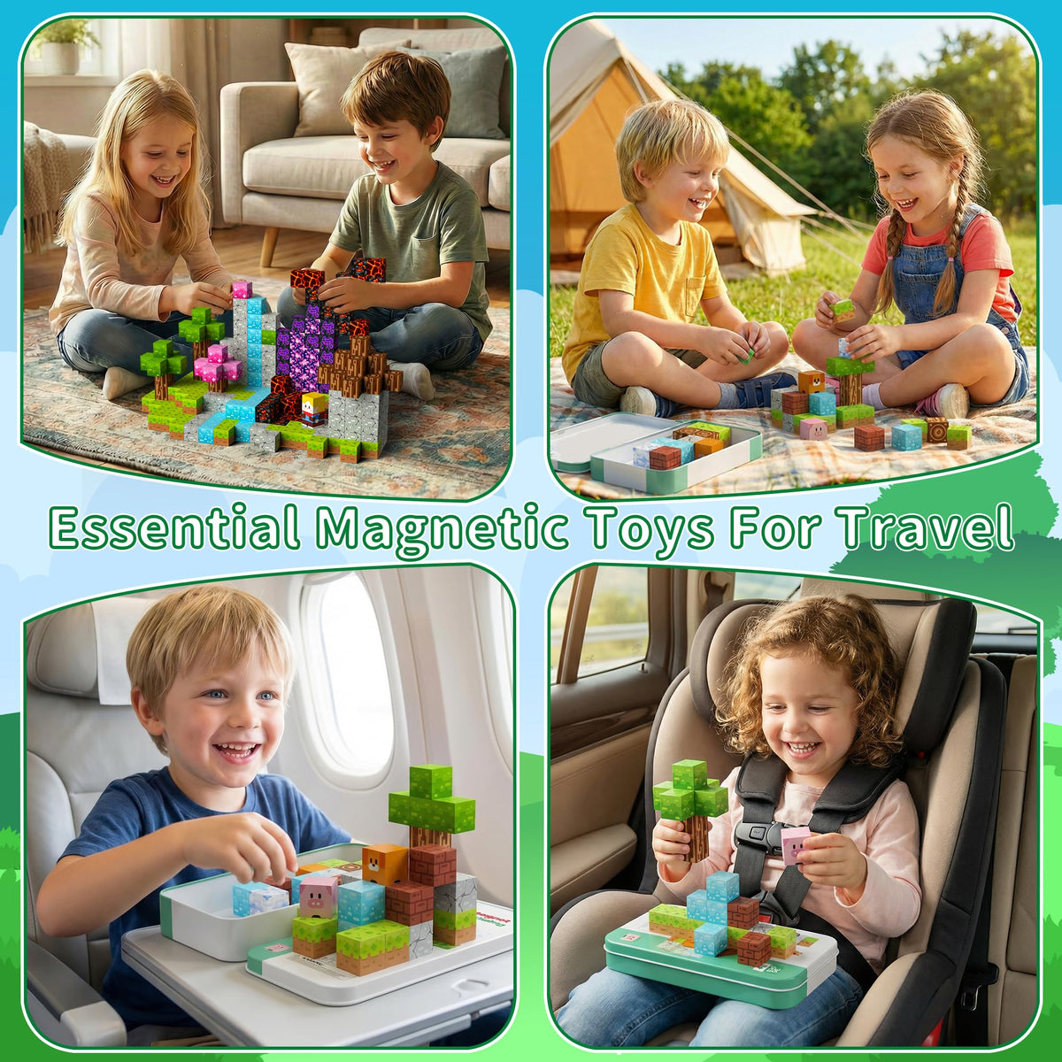 Petenjoy 100PCS Magnetic Blocks - Magnetic Building Blocks, Magnet Blocks Cubes, STEM Learning Sensory Magnet Toy for Kids Ages 3 4 5 6 7 8 9 10 11, Birthday Gifts for Boys and Girls