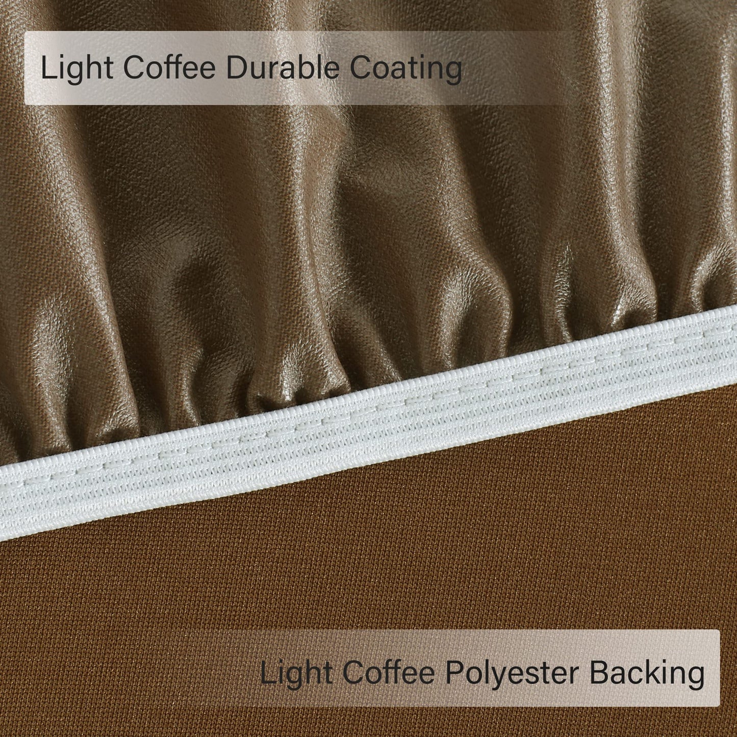 Obstal Fitted Round Table Cloth, Reversible Waterproof Stain Resistant Elastic Stretch Tablecloth, Wipe Clean Table Cover for Outdoor/Indoor Use, Fits Round Tables up to 40" - 44" Diameter, Coffee