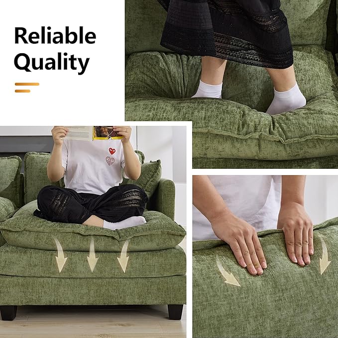 76'' Cloud Deep Seat Loveseat Sofa, Upholstered Chenille Modular 2-Seats