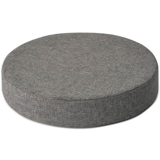 AddGrace 2.5" Thick Non Slip Round Chair Pad 1 Pack, 16" Round Chair Cushion with Machine-Washable Cover and Long Zipper, Seat Cushions for Kitchen, Office, Floor and 16" Ottoman, Light Grey