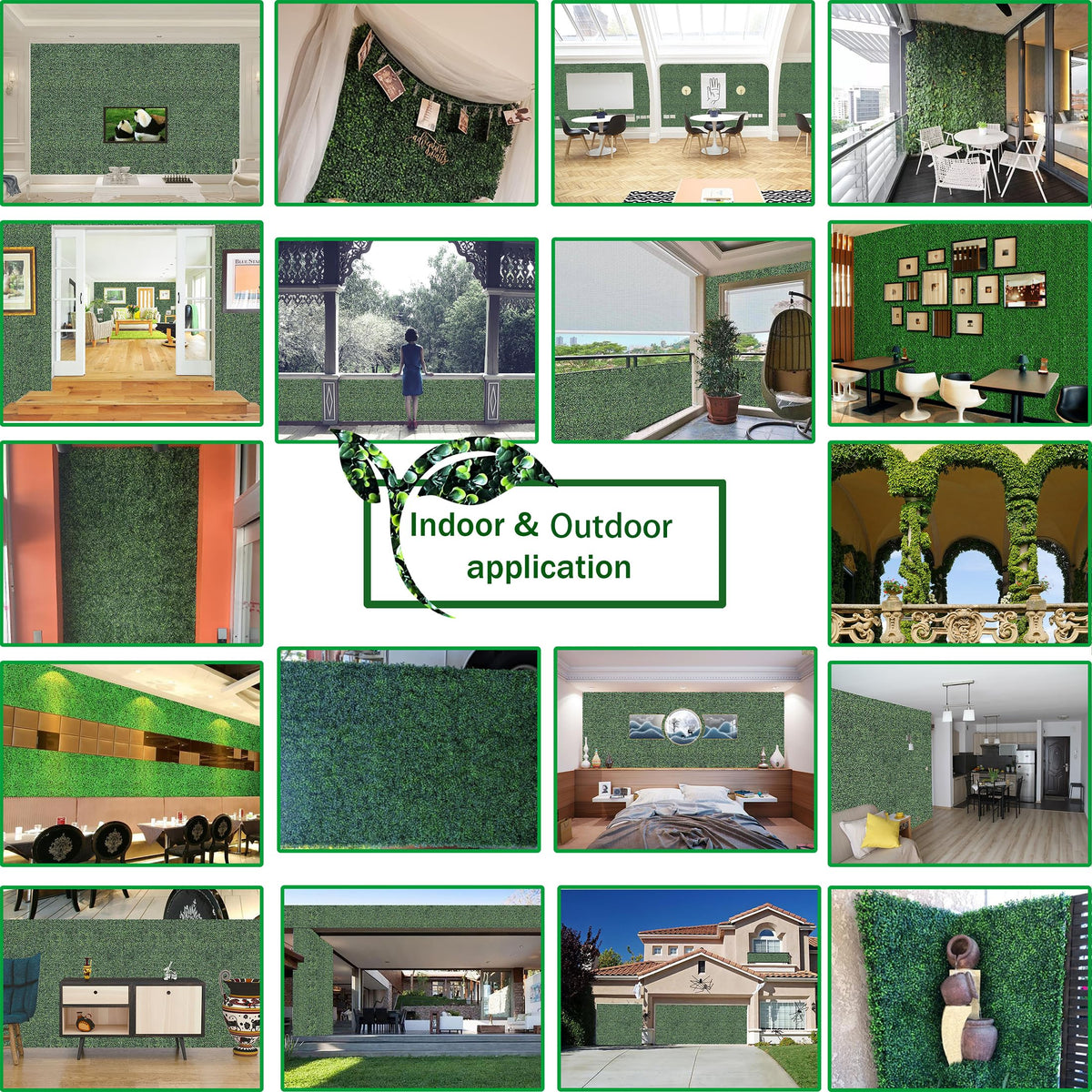 ODTORY Artificial Grass Wall Panel Backdrop,10 X 10 in 8P(5.6 sqft) UV-Anti Greenery Boxwood Panels for Indoor Outdoor Green Wall Decor & Ivy Fence Covering Privacy