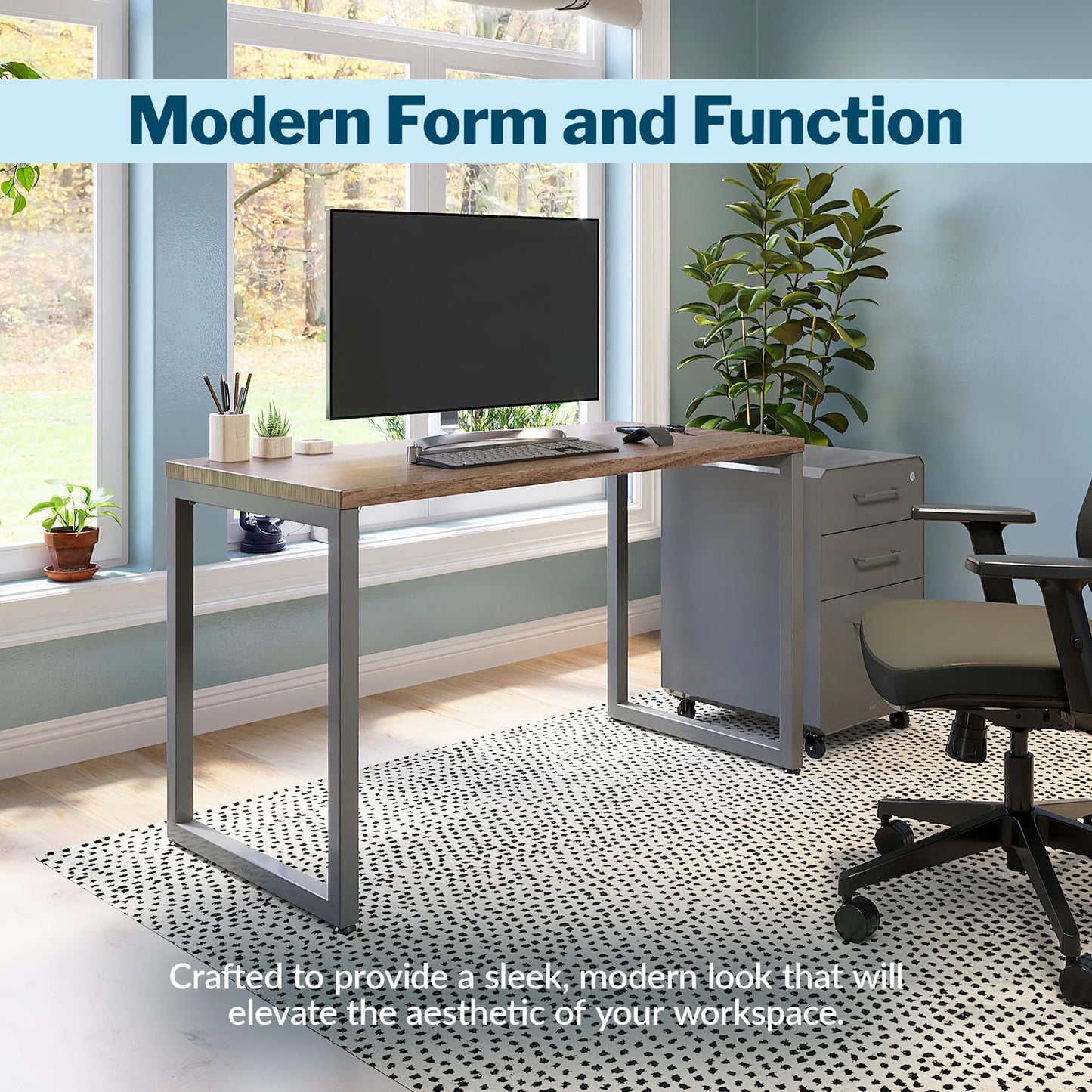 Vari Table 48x24 - Modern Computer Desk with Durable Laminate Finish and Slim Legs - Ideal for Gaming, Home, or Office - Stand-Alone Workstation or Corner Side Table - Walnut