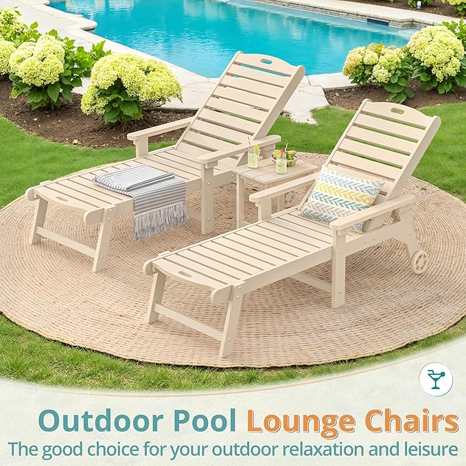 LUE BONA Lounge Chair Outdoor, HDPS Chaise Lounge Outdoor