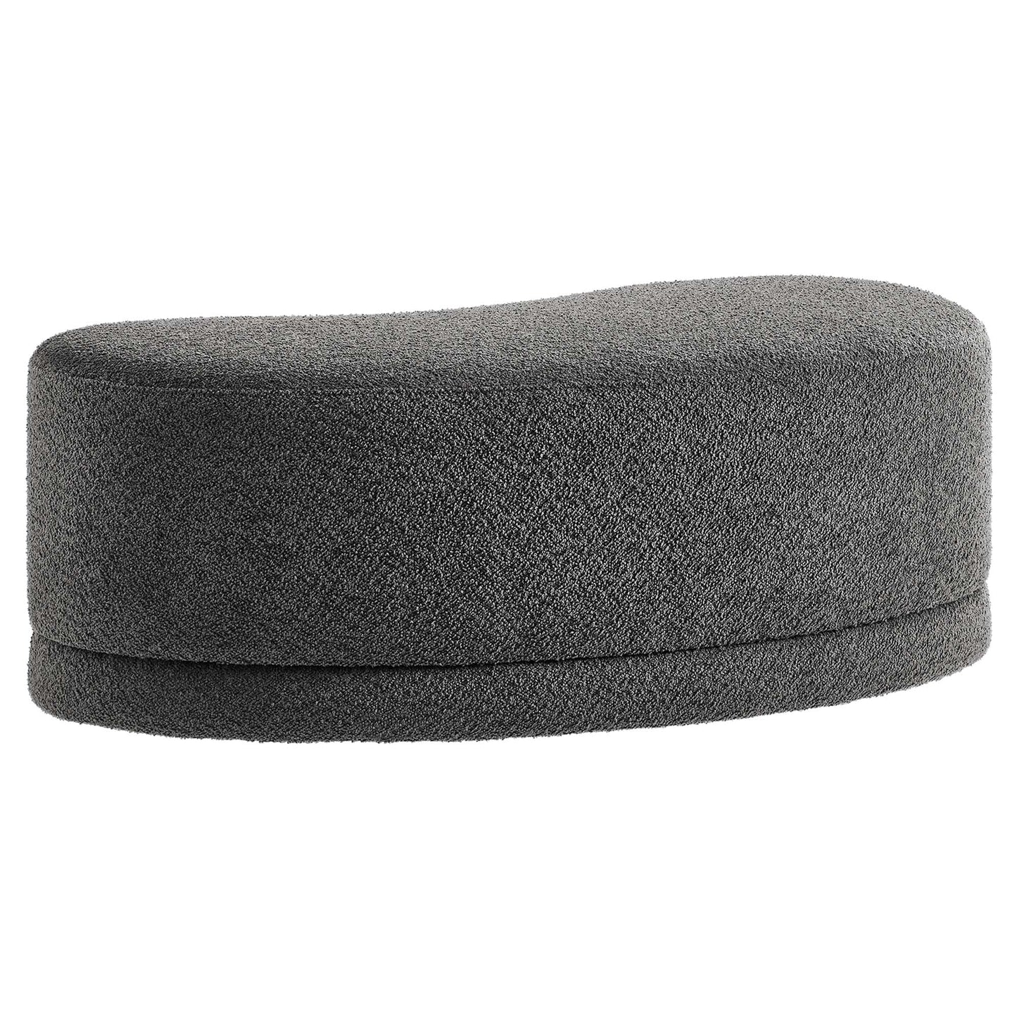 Modway Nimbus 48 Inch Curved Ottoman Bench in Cast Slate - Soft Fabric Chenille Ottoman - Versatile Bedroom Bench - Bouclé Footstool - Upholstered Coffee Table - Bedroom and Living Room Furniture