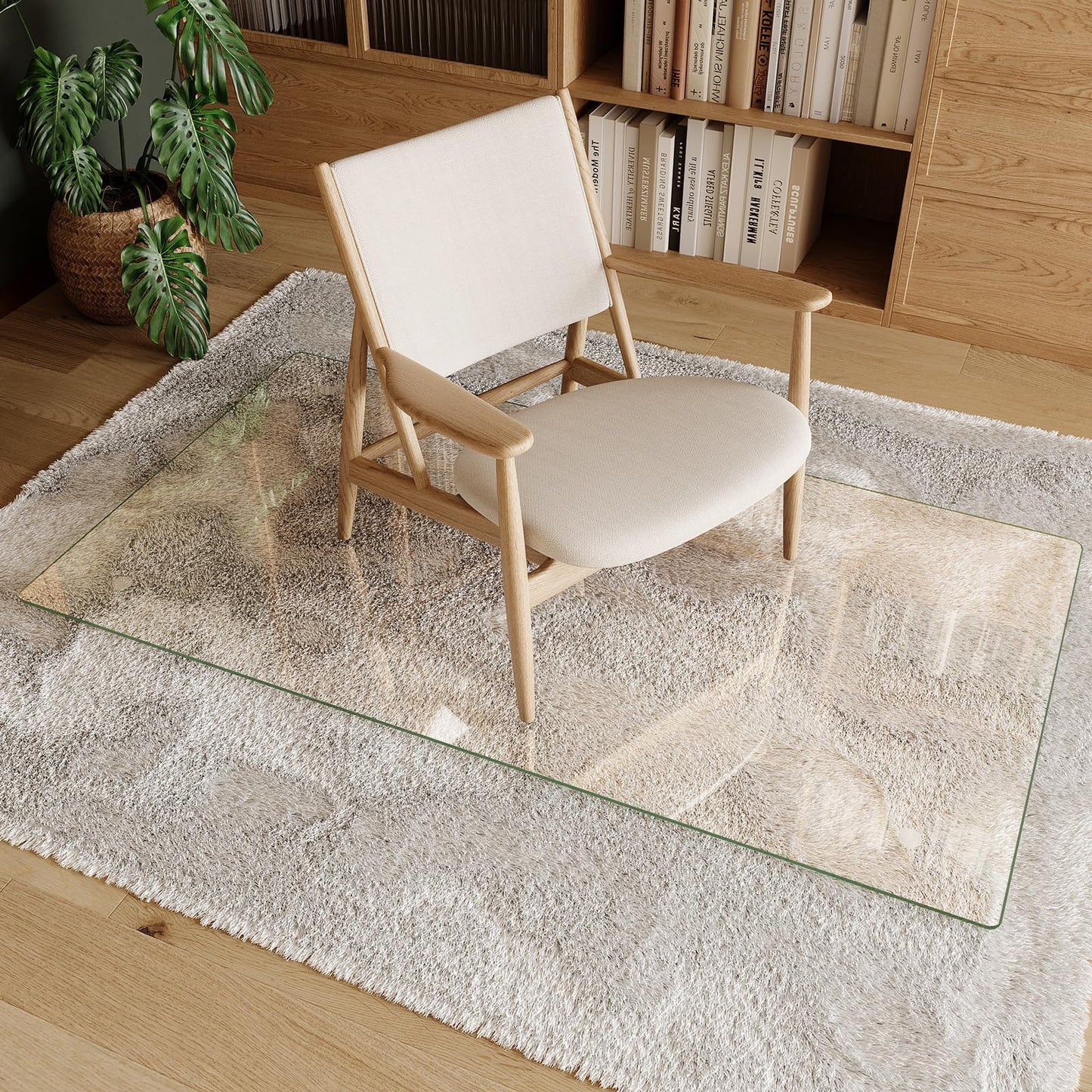 Koonmi Tempered Glass Chair Mat 30"x55" - Premium Office Chair Mat for Hardwood Floors & Low-Pile Carpet with 4 Non-Slip Pads - Thick Scratch-Resistant Surface