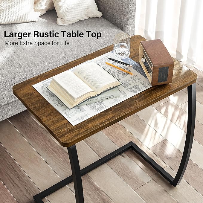 SRIWATANA Side Table, End Table, Vintage C-Shaped Couch Table
