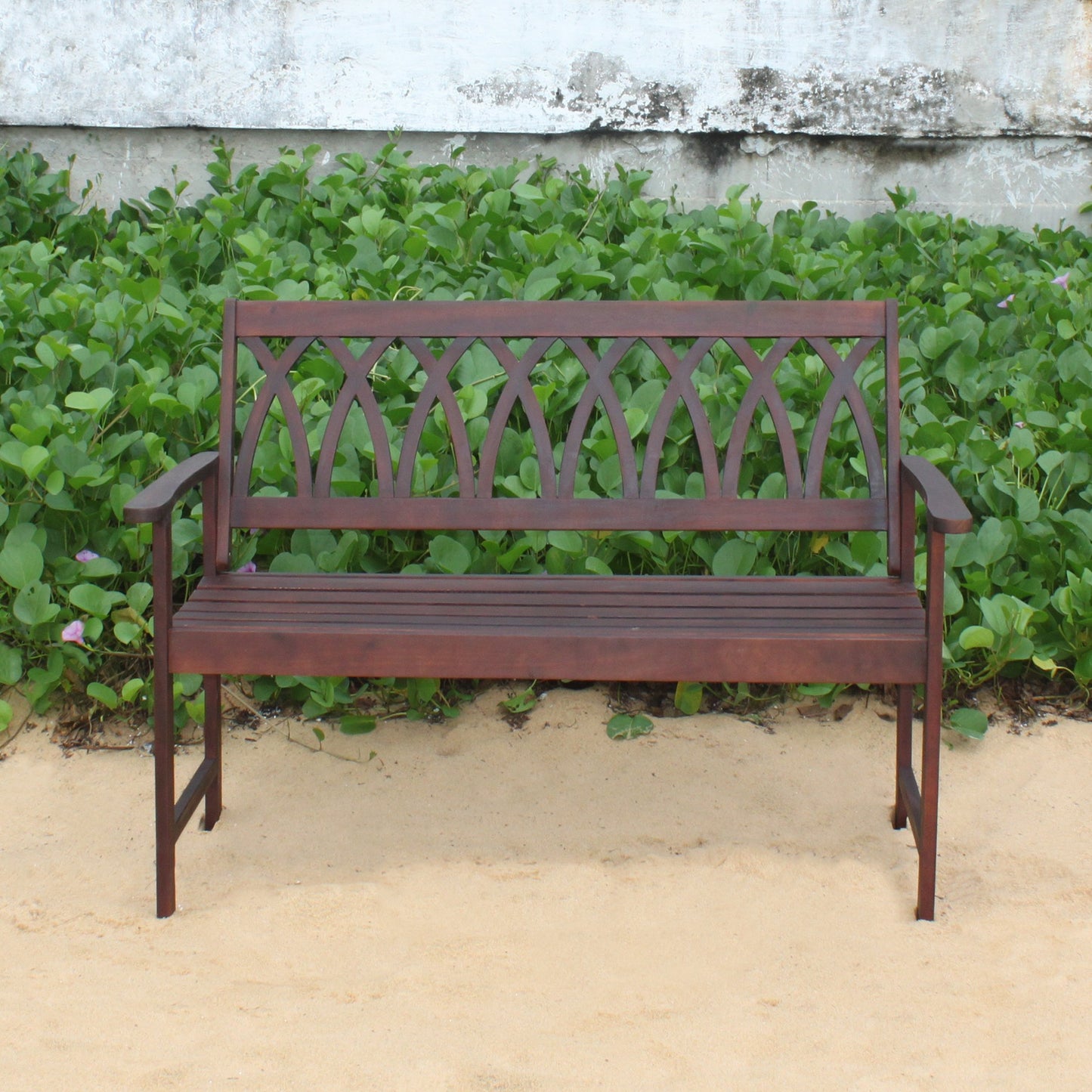 northbeam Criss Cross Garden Bench Acacia Wood Outdoor Garden Bench Patio Bench, Natural, BCH0330610810