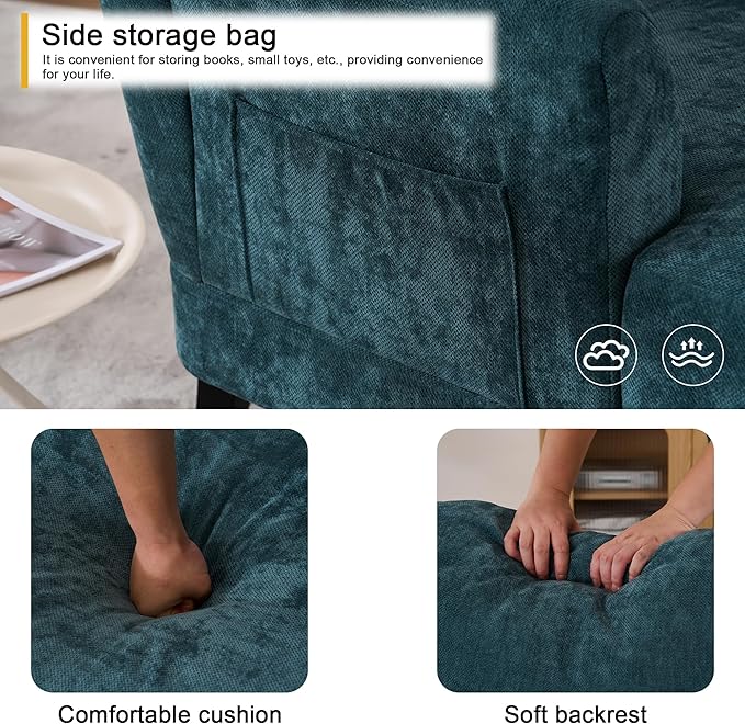 Chaise Lounge Chair Indoor, 59.8" Oversized Couch Reading Chairs, Chenille