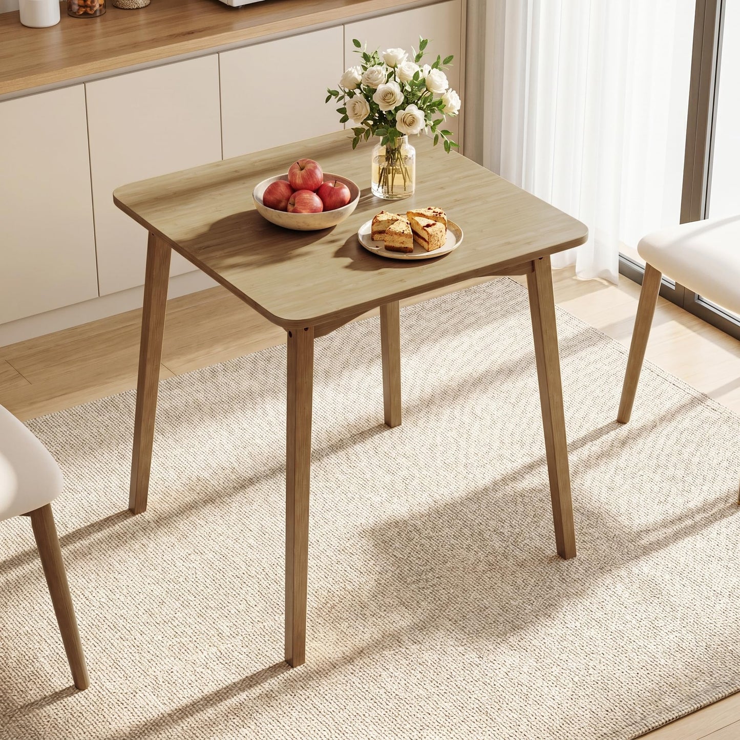 SANLUCE Bamboo Dining Table, Small Kitchen Table for 2, 27.6" Square Dining Tables for Small Space, Easy Assembly, Dinner Table for Dining Room, Living Room, Kitchen, Office(Brown)