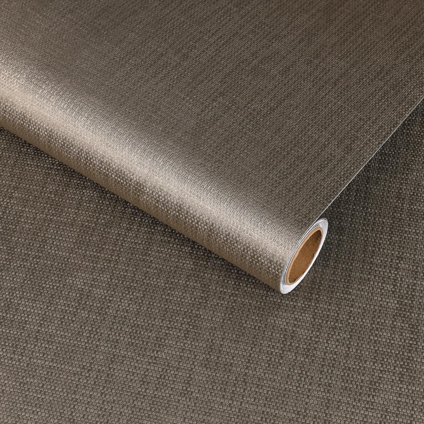 VaryStyle Luxury Brown Gold Grasscloth Peel and Stick Wallpaper Textured Grass Cloth Wallpaper for Bedroom Bathroom 15.7"x118" Removable Waterproof Vinyl Brown Contact Paper for Furniture Shelf Liner