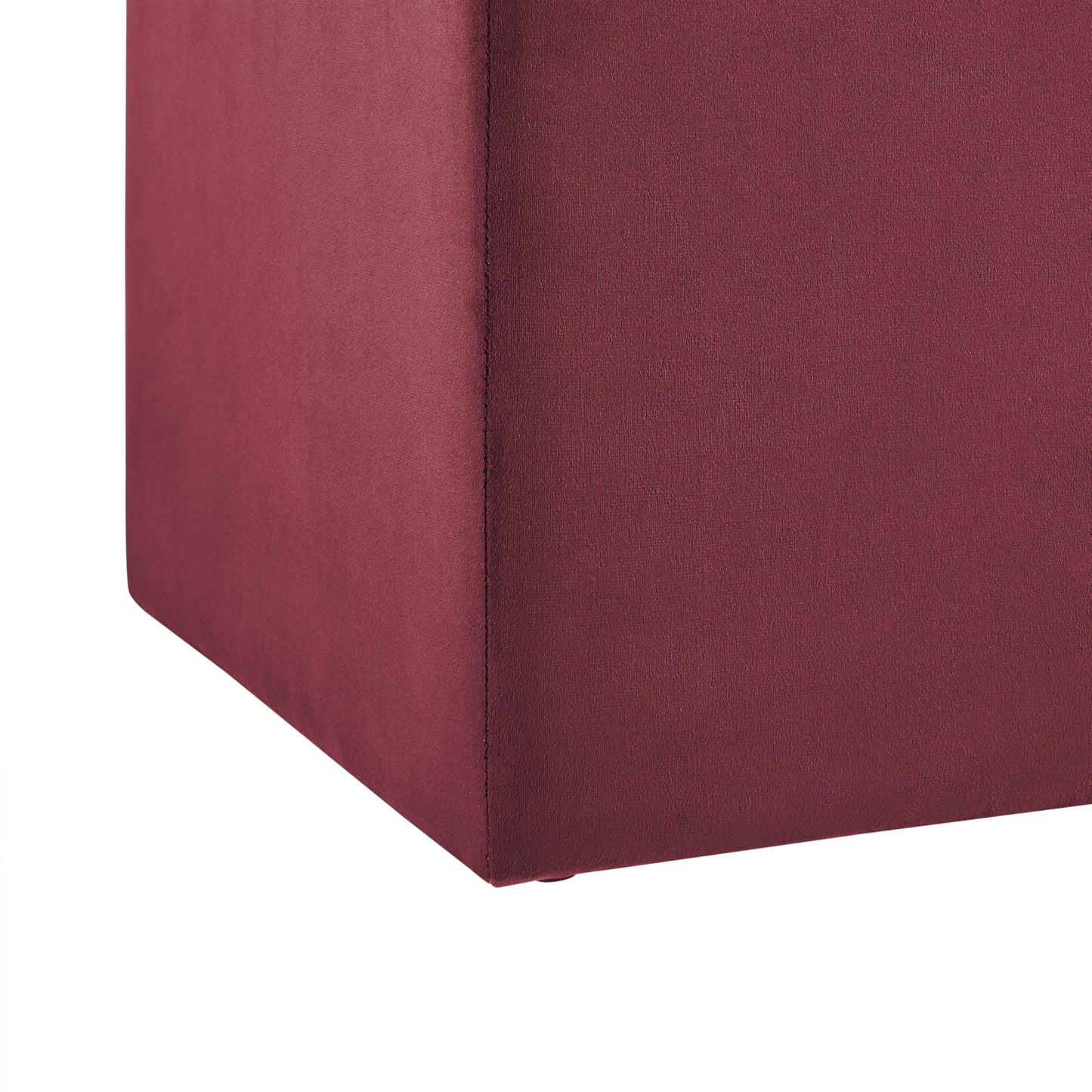 Studio Living® 18” Warren Ottoman Square Soft Velvet Bench, Stationary Ottomans, Backless Chair, Footrest for Living Room, Footstool Office, Bedroom, Padded Seat, Plum