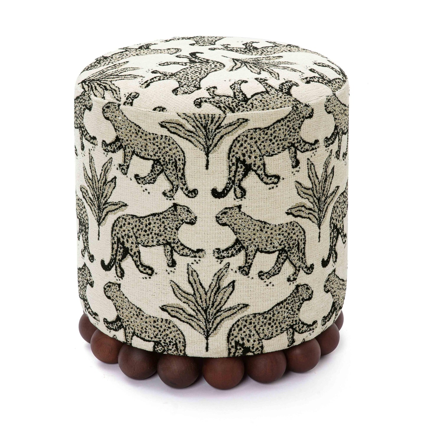 Tov Furniture Dex Taupe Leopard Jacquard Ottoman