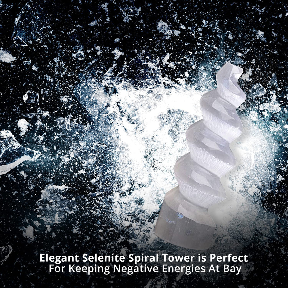 NORTHLANDZ Selenite Crystal Spiral Tower, Natural Moroccan Healing Crystals for Meditation & Anxiety Relief - Best for Home Decor & Yoga, Ideal Gift, White - 15cm
