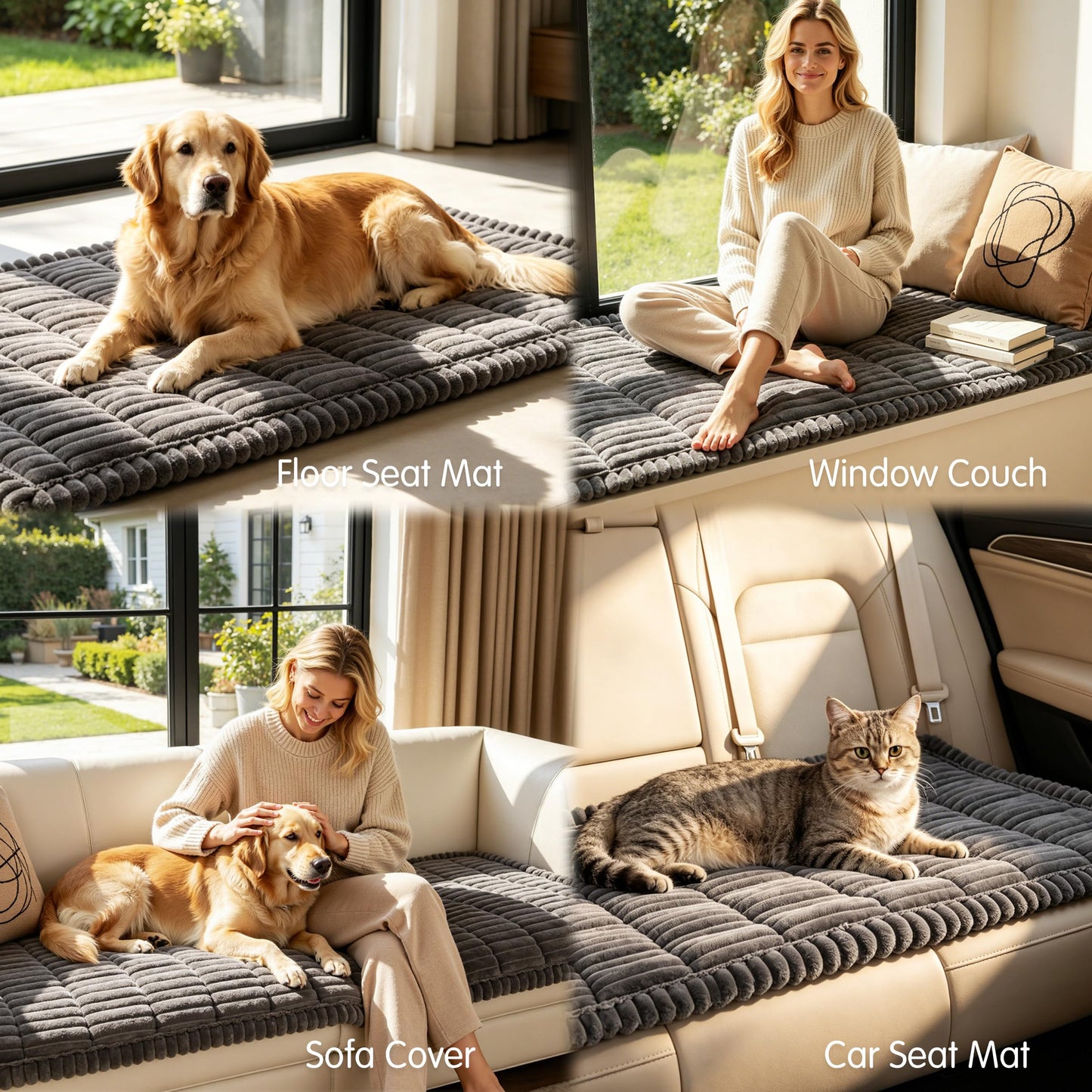 SUBRTEX Couch Cover for Dogs, Non-Slip Sofa Mat Washable, Thick Sofa Slipcover Cushion Protector Pet-Friendly (Gray, 27.6"x59.1")