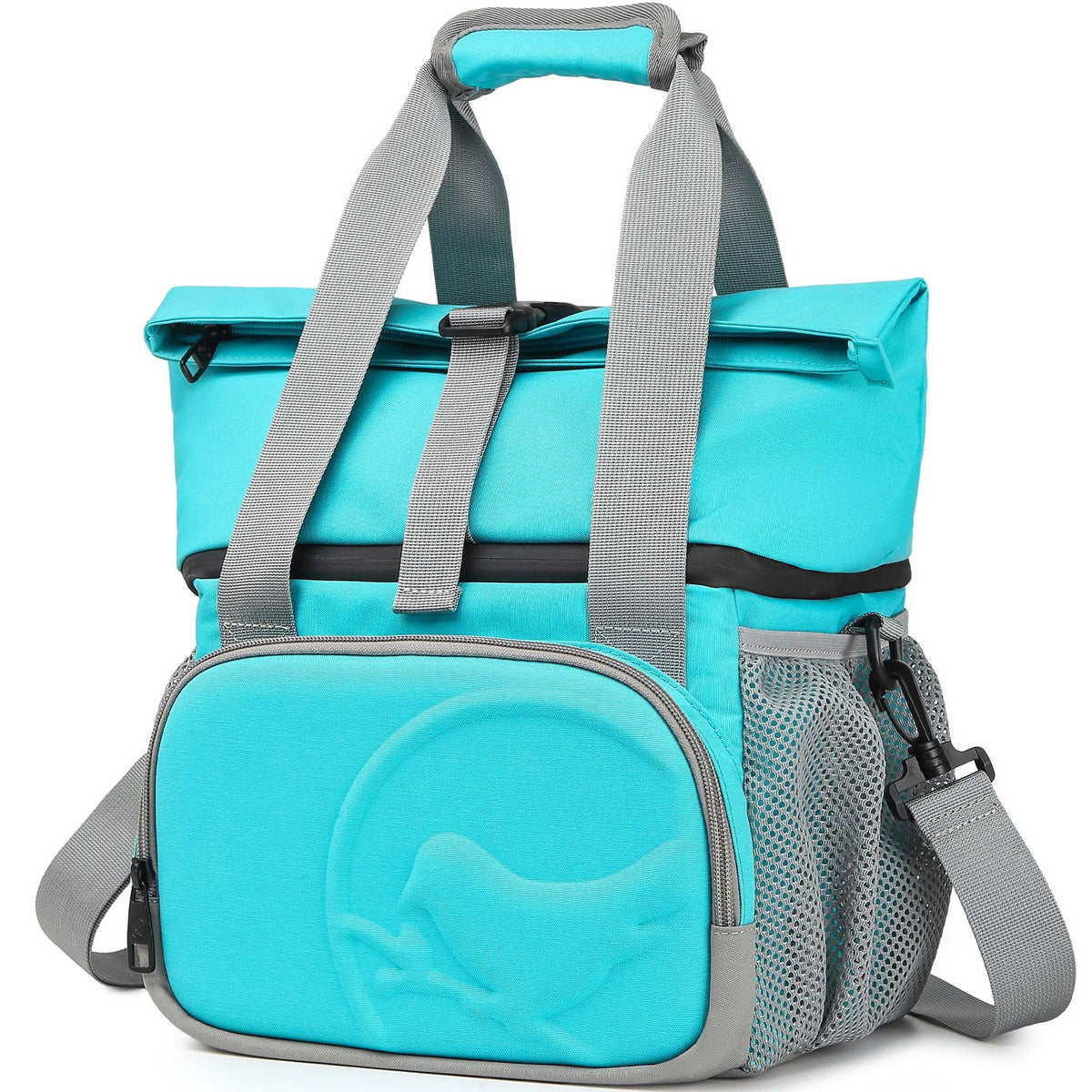 SUNNY BIRD Dual Compartment Lunch Bag Insulated Lunch Box for Women and Men (Aqua Blue 01)