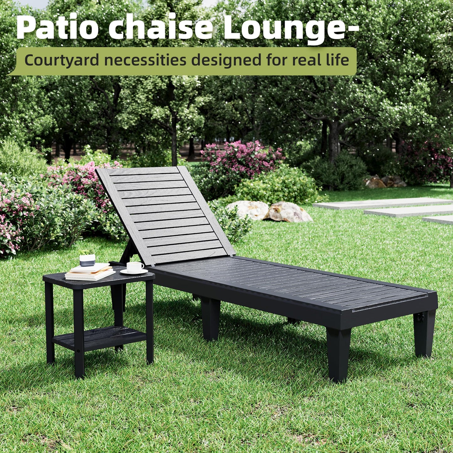 KAMABOKO Outdoor Side Table for Patio, 2-Tier Adirondack End Table 16" HDPE Waterproof Square Storage All-Weather Table for Lawn, Pullside, Beach and Indoor