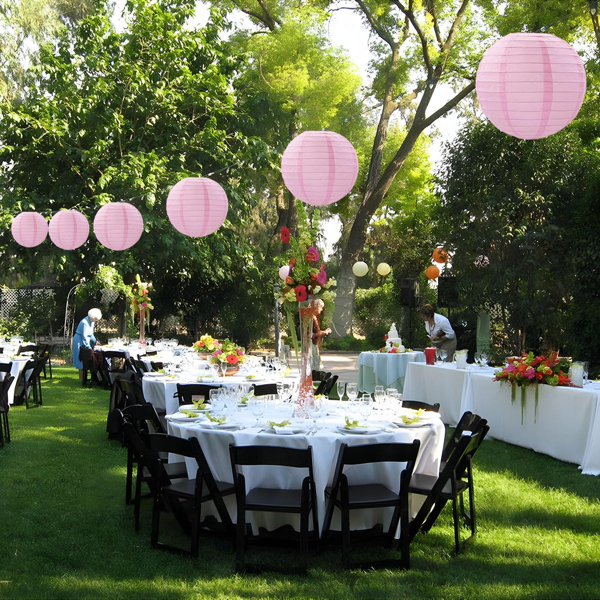 20Pcs Pink Paper Lanterns for Parties, 6” 8” 10” 12” Chinese Asian Hanging Round Paper Lanterns for Birthday Wedding Halloween Christmas Home Decor Party Decor