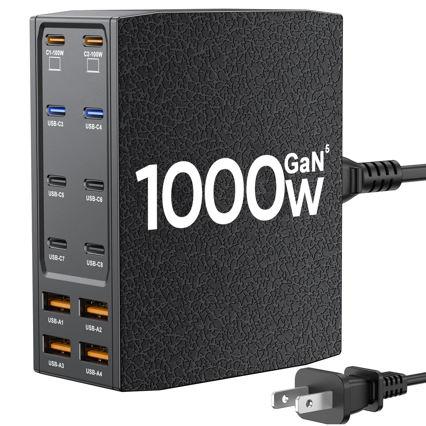 USB Charging Station (1000W),12-Port USB C Charger Block with Dual 100W PD USB-C Fast Charging Station Hub for MacBook Pro/Air/All iPad Phone 17/16 15/14/13/Pro Max/Samsung Galaxy Note (Black)