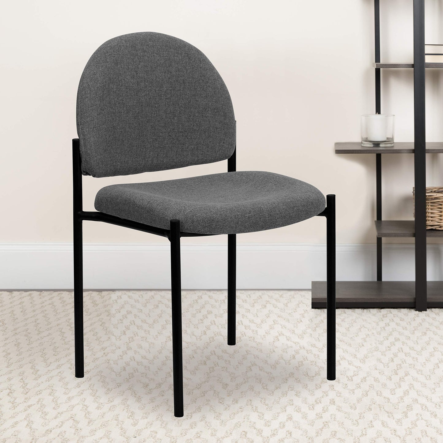 Flash Furniture Tania Comfort Gray Fabric Stackable Steel Side Reception Chair