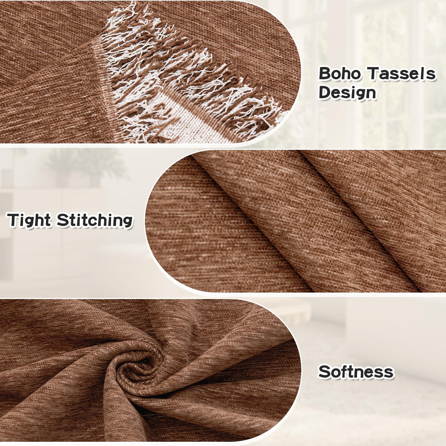 MYSKY HOME Sectional Slipcover Furniture Protector, Couch Cover for Sectional Sofa — 2 Pieces Sofa Cover for L Shape Sofa for Pet, Kid, Blanket for 3-4 Cushion Couch (71"x118"+91"x134", Camel)