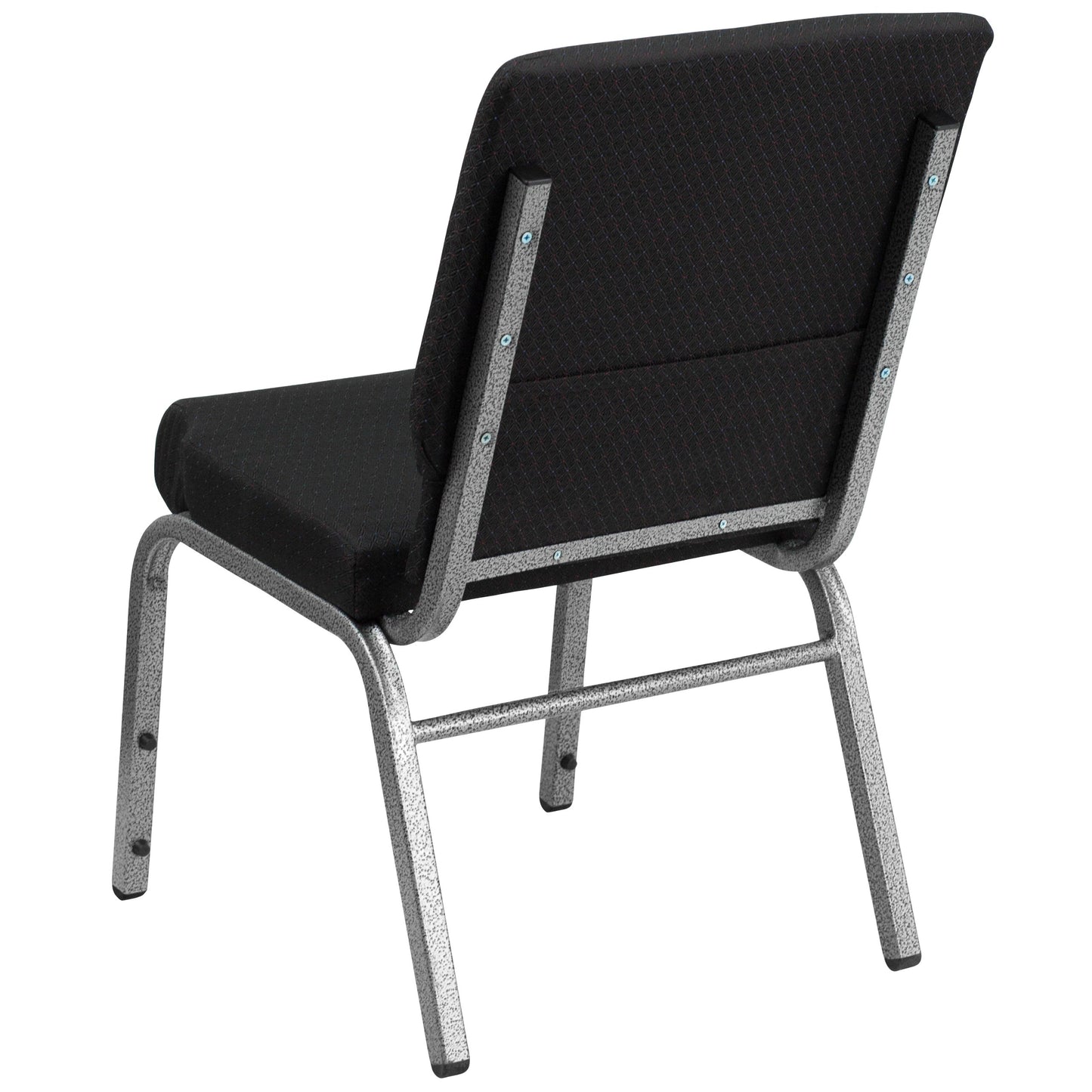 Flash Furniture 4 Pack HERCULES Series 18.5''W Stacking Church Chair in Black Patterned Fabric - Silver Vein Frame