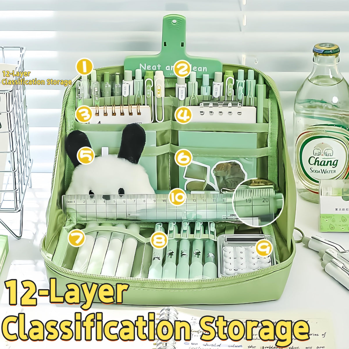 UIVXXUD Kawaii Cute Aesthetic Pencil Case - Large Capacity Canvas Pen Pouch Bag