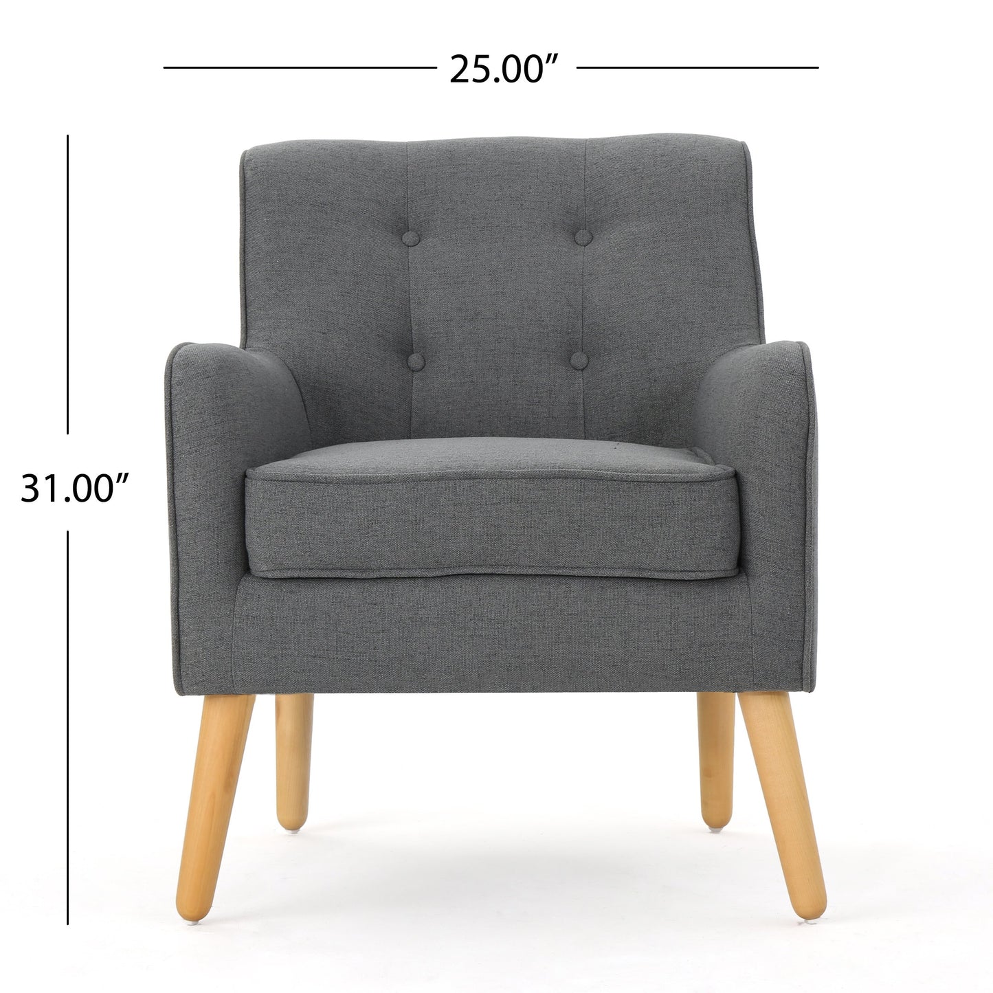 Christopher Knight Home Felicity Mid-Century Fabric Arm Chair, Charcoal 29.5D x 25W x 30.5H Inch