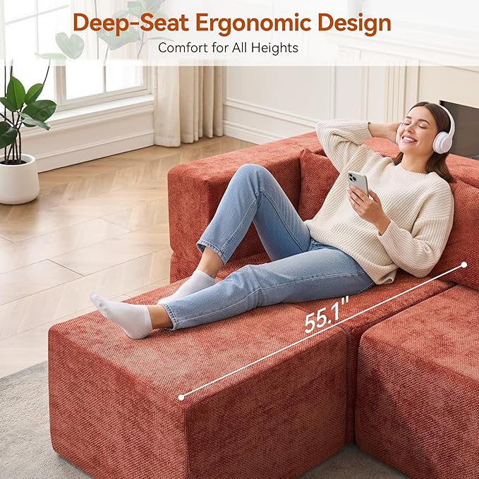 MONVANE Modular Sectional Sofa, Oversized 10 Seat Convertible U Shaped Couch