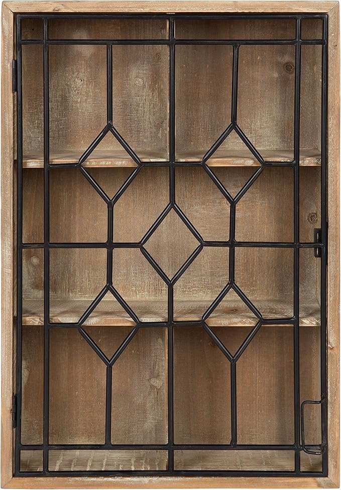 Kate and Laurel Megara Decorative Wooden Wall Hanging Curio Cabinet