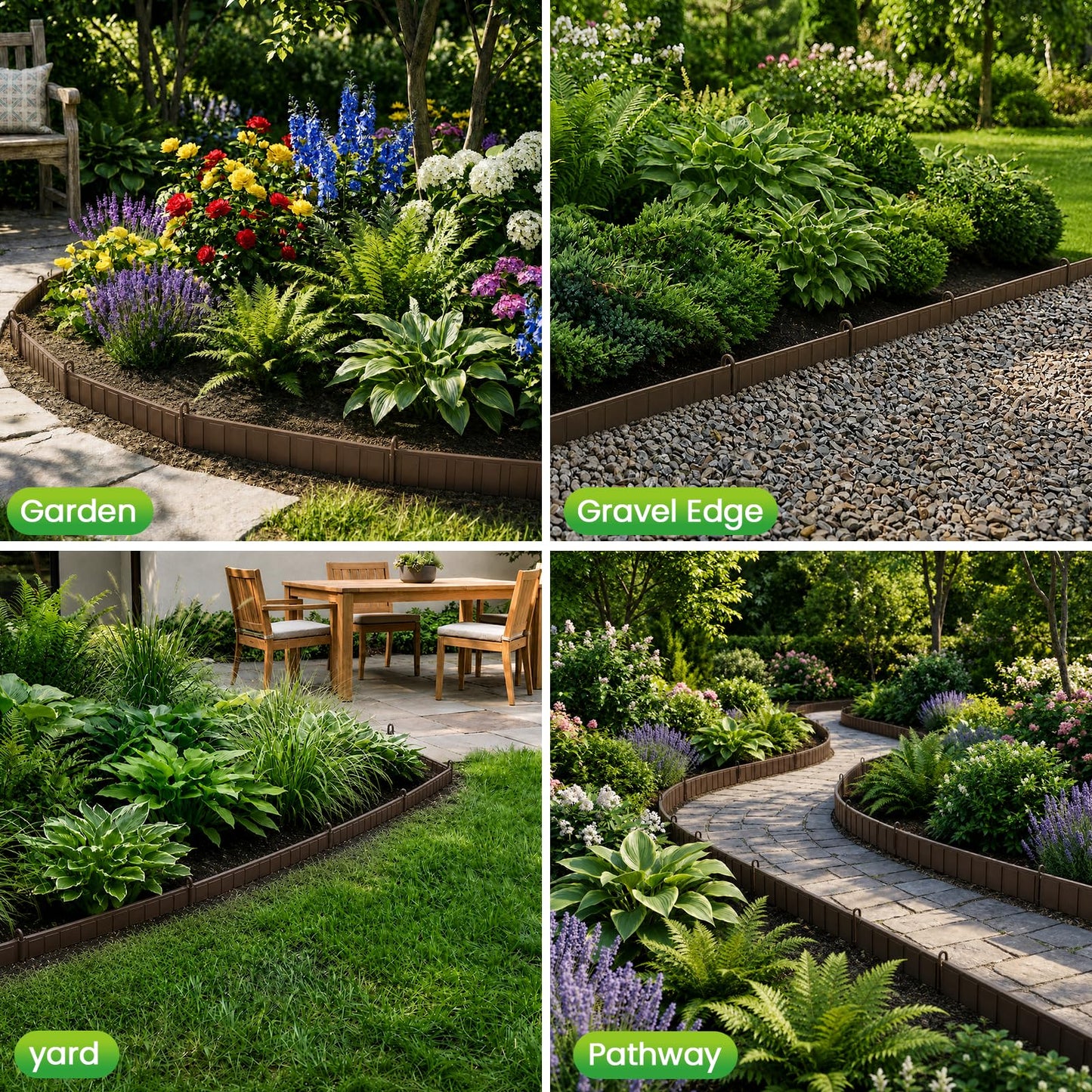 25 Panels Modular Metal Garden Edging 3.2in (H) x 33 ft (L)–Landscape Edging with 26 Stakes, Adjustable 0-270°for Curved Lawn & Flower Bed Borders, No Dig Metal Edging for Landscaping (Rust)