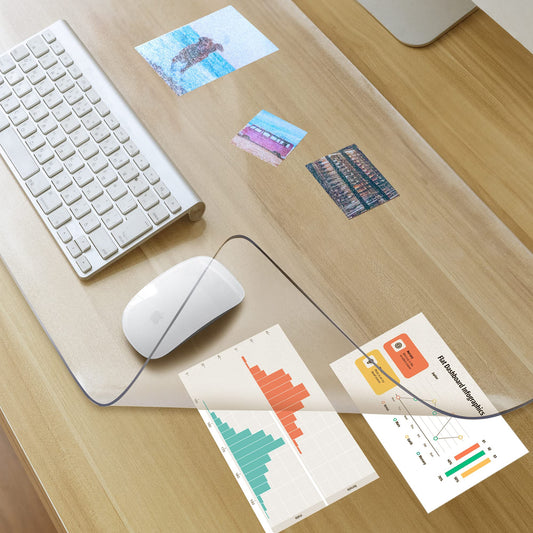 Awnour Clear Desk Mat on top of desks - 36 x 17 inches - Clear Transparent Plastic Desk Protector - Desk Writing Mat for Office and Home