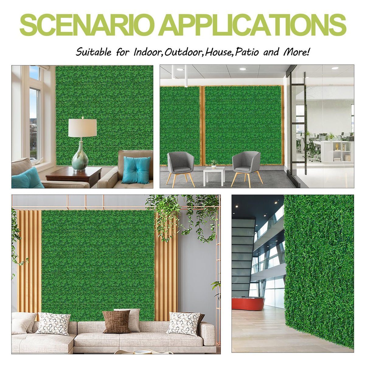 AOKIE 10"X10" Artificial Grass Wall, 24Pcs Boxwood Hedge Wall Panels UV-Anti Grass Backdrop Wall Decor, Greenery Privacy Hedge Screen for Indoor Outdoor Patio Balcony, Party Garden Fence Decor