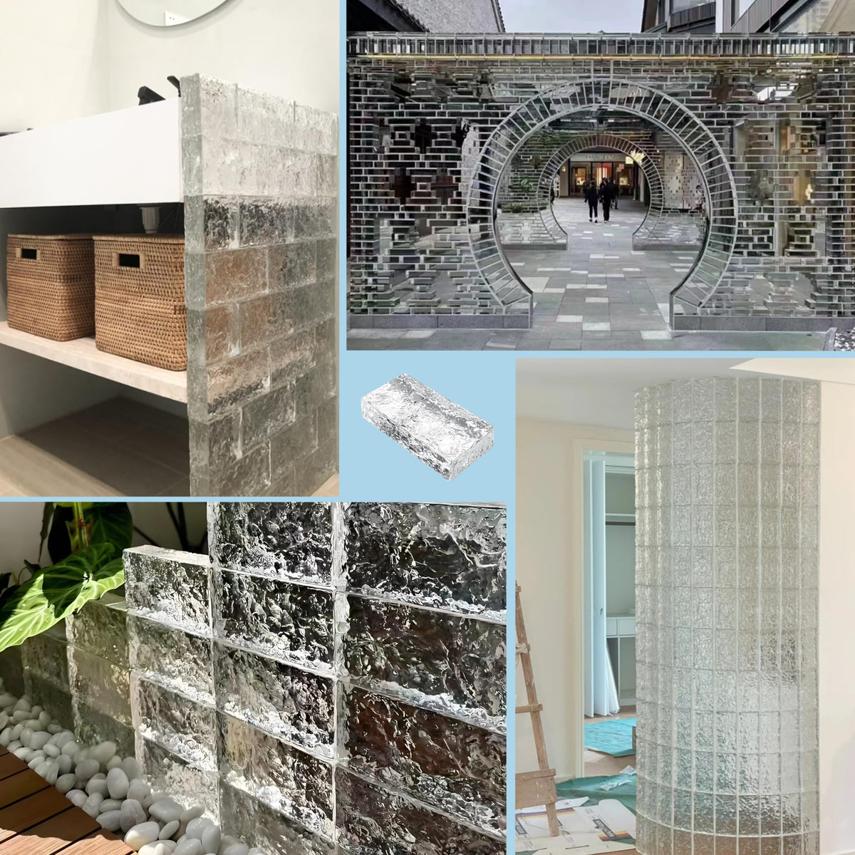 1 Pack-7.9"x3.9"x2" High Transparency ice Crystal Patterned Rectangular Solid Glass Brick - Used in Building Fields Such as Wall partitions, as Well as for DIY Lighting fixtures, DIY Tables etc