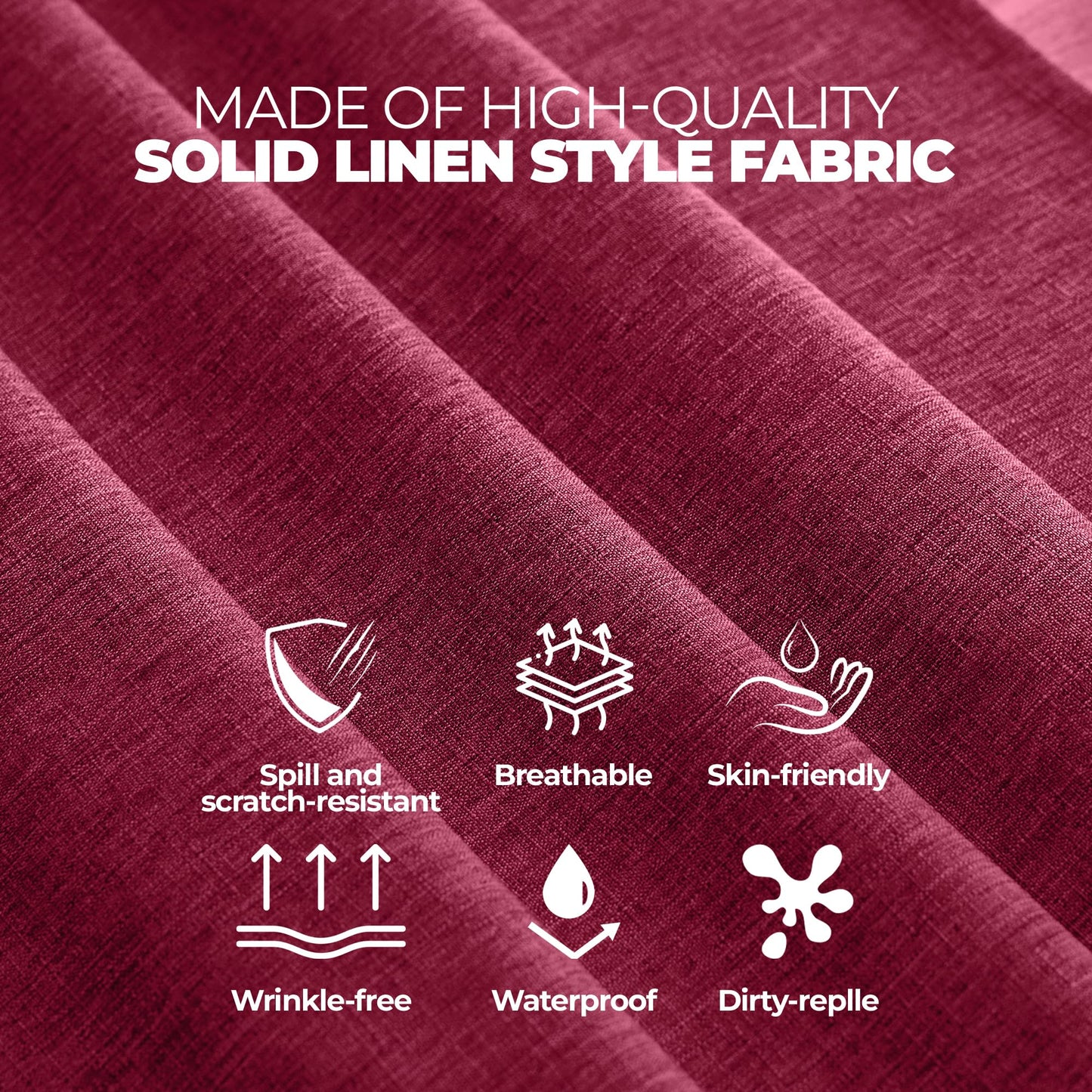 Decorelia Christmas Red Waterproof Round Table Cloth for Round,Decorative Farmhouse Tablecloths Table Cover for Holiday,Banquet,Dining& Kitchen (60 Inch,Round (2-4 Seats,Burgundy)