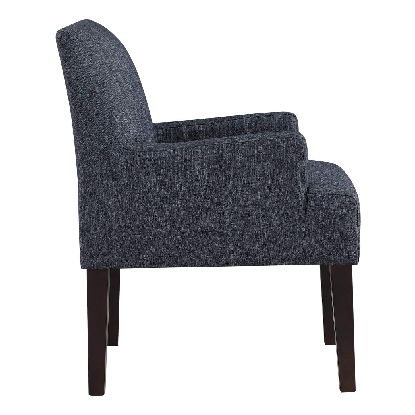 OSP Home Furnishings Main Street Upholstered Guest Chair with Espresso Finish Accents, Navy Fabric