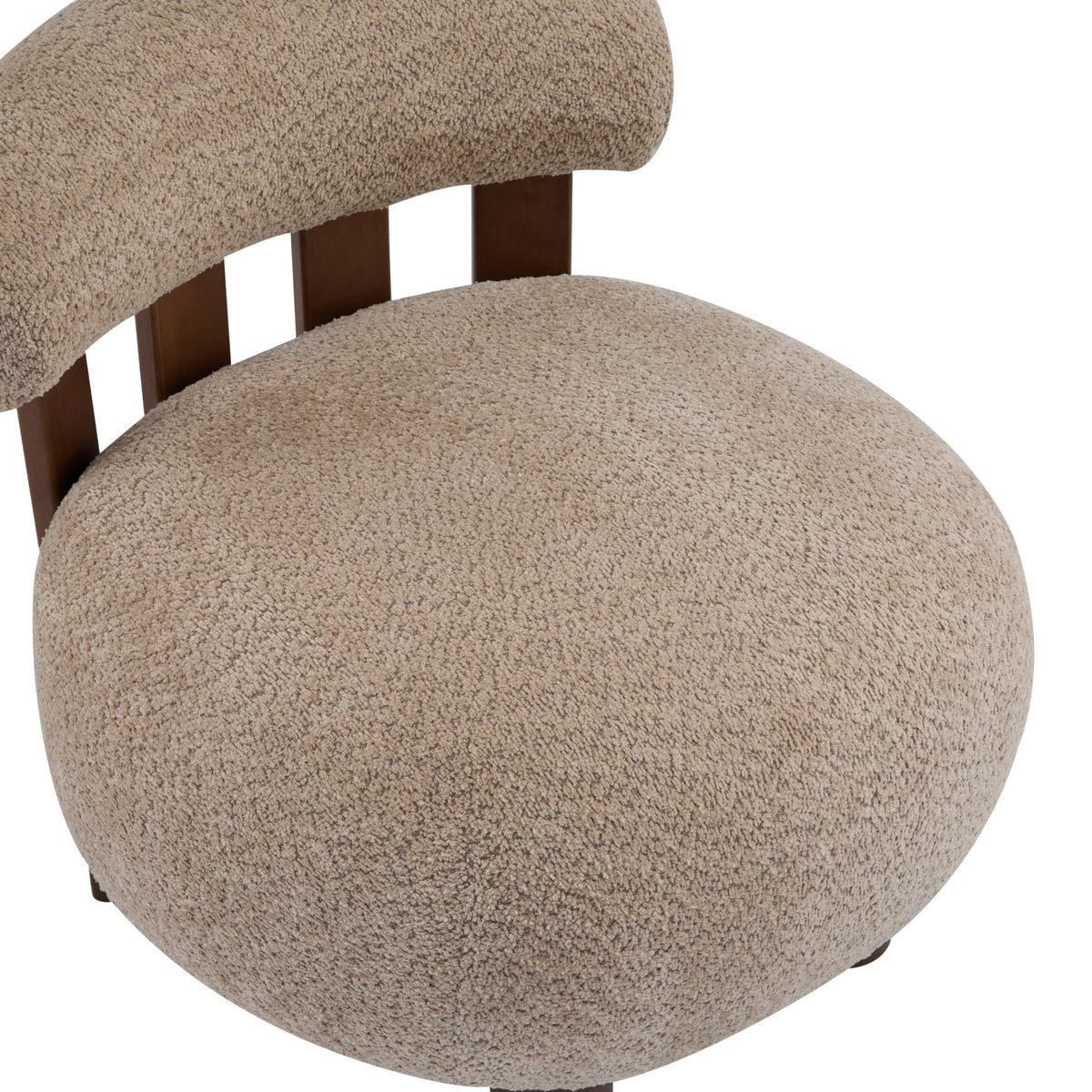 Merax Boucle Fabric Accent Chair, Modern Upholstered Barrel Armlesschair with Wooden Legs, Comfy Lounge Chair for Living Room Bedroom Office, Soft Reading Chair, Light Brown
